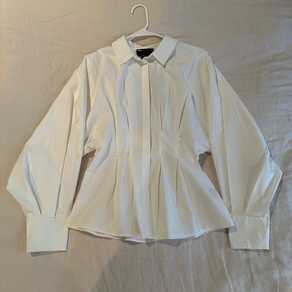 ASOS Edition Pleated Waist Shirt in White - Picture 6 of 7